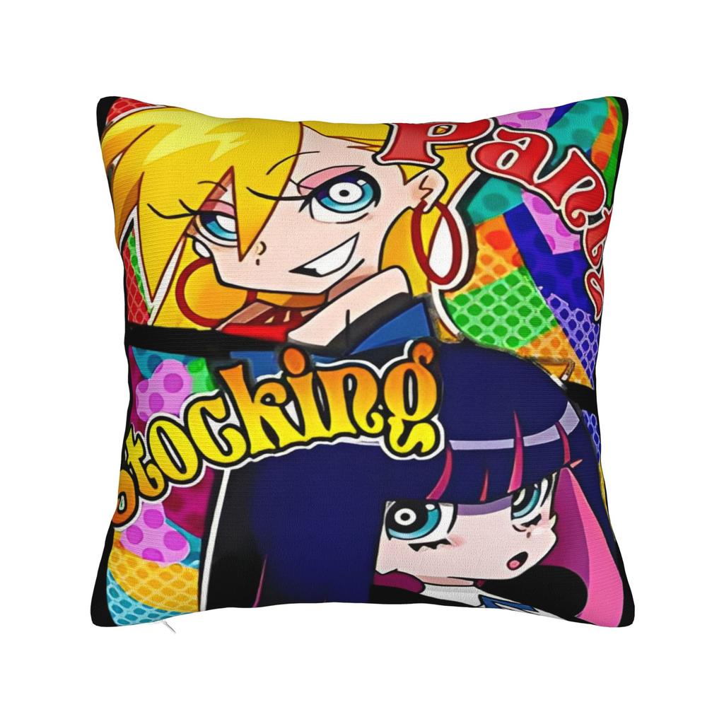Panty Stocking with Garterbelt Square Pillow Case Cartoon Cushion Covers Custom Zipper Decor Pillowcase for Living Room 40x40cm