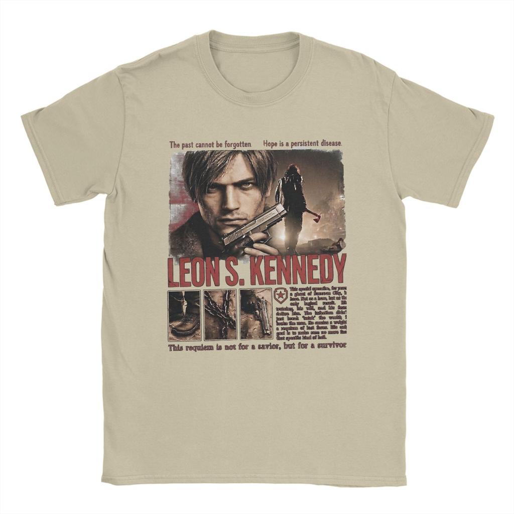 Handsome Unisex Leon Kennedy Gamer Fans Art TShirt Summer  Cotton T Shirts For Unisexs Popular Pattern Tee Shirt ShortSleeve