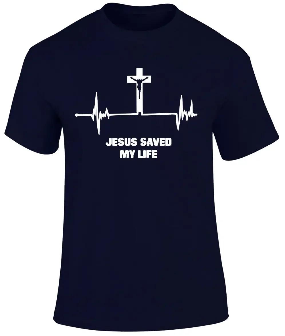 

Jesus Saved My Life Heart Beat Gospel Christian TShirt 100 Cotton ONeck Summer Short Sleeve Casual Mens Tshirt Size S3XL S