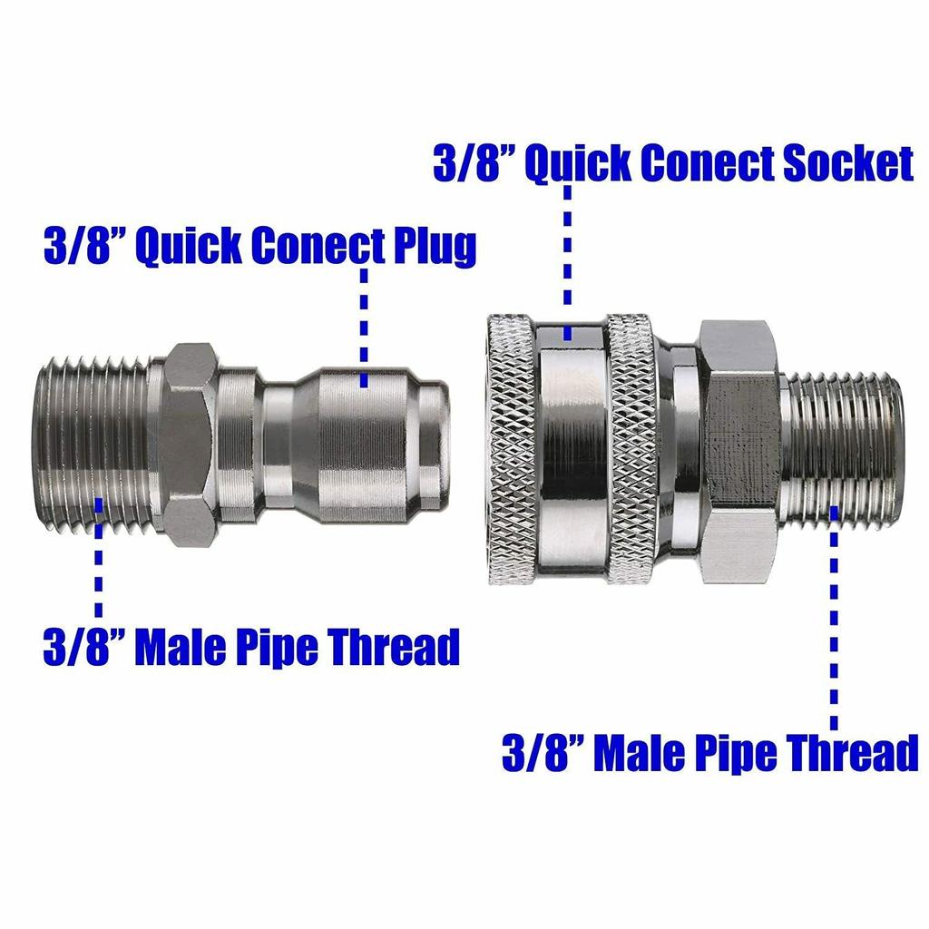 G3/8’’ Male Thread Fitting Pressure Washer Adapter Set Quick Connect Kit 5000