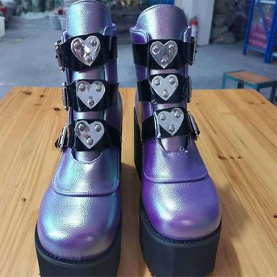 Mode Europees en Amerikaans Dikke Zool Korte Laarzen 2024 Herfst en Winter Nieuwe Schuin Hak Uniform Design Gevoel Damesschoenen Platform