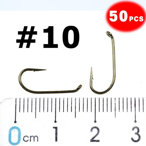 

50 шт. крючок для мокрой мушки для рыбалки нахлыстом, 2X прочный проволочный крючок-нимфа, бронзовая отделка, материал для связывания мушек, размер 8, 10, 12, 14, 16 #10