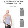 Men’s Plus Size 6‑Pack Basic Solid Color Tank Tops, Any Season 235-001-pak6 HC
