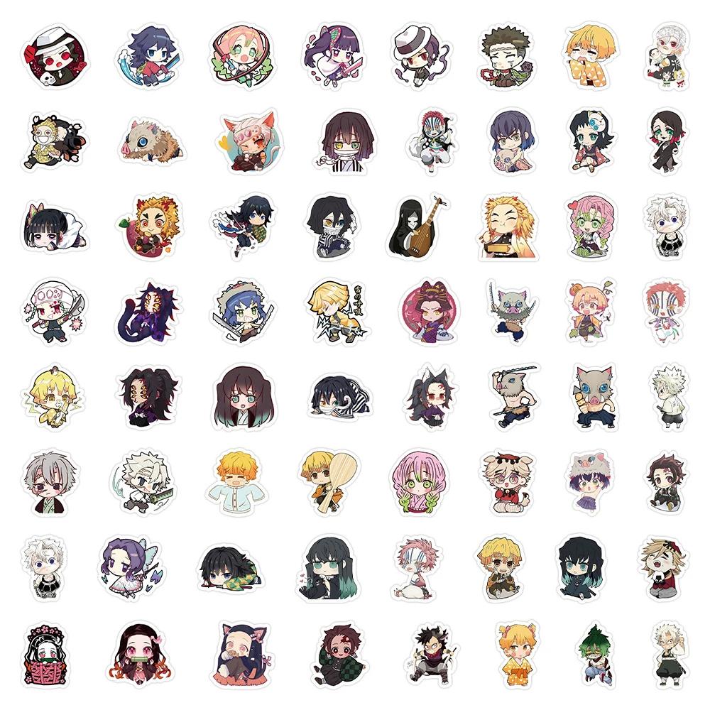 60PCS Q Version Demon Slayer Kimetsu No Yaiba Stickers For Luggage Phone Case Laptop Notebook Decals Kids Gift