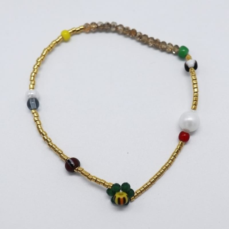 BONBEAU Mini Flower Multi Beads Bracelet Freshwater Pearl Flower Bead Bracelet 5 Colors