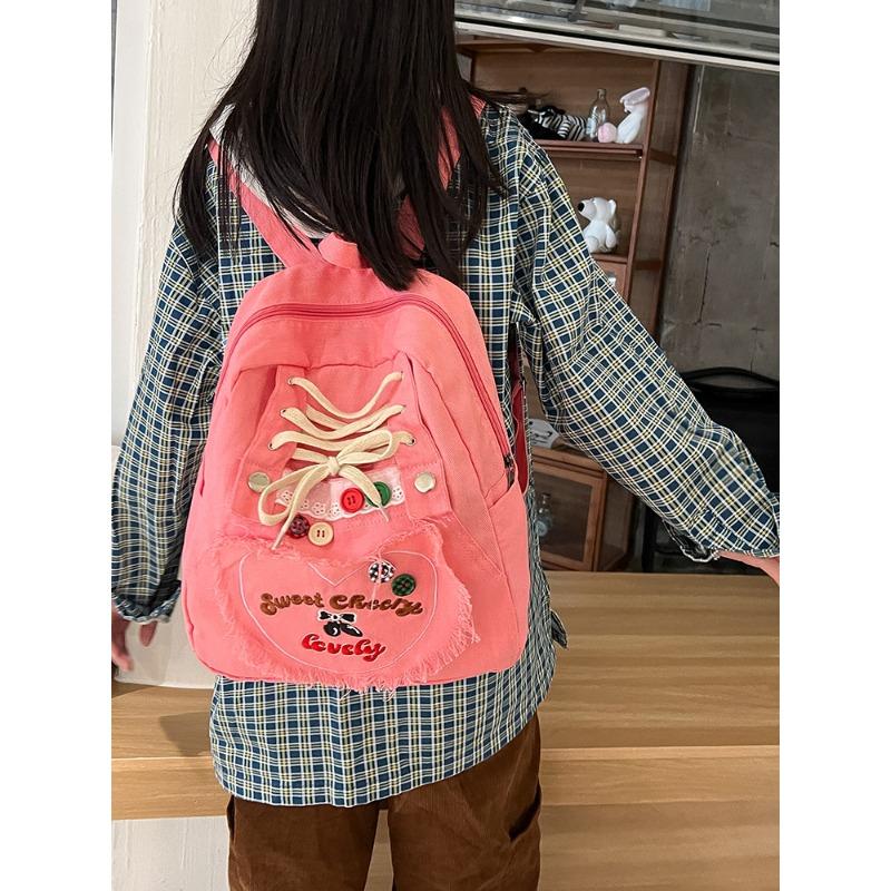 

Школьный рюкзак новый дорожный холщовый школьный рюкзак студентка девочка розовый повседневный универсальный рюкзак розовый