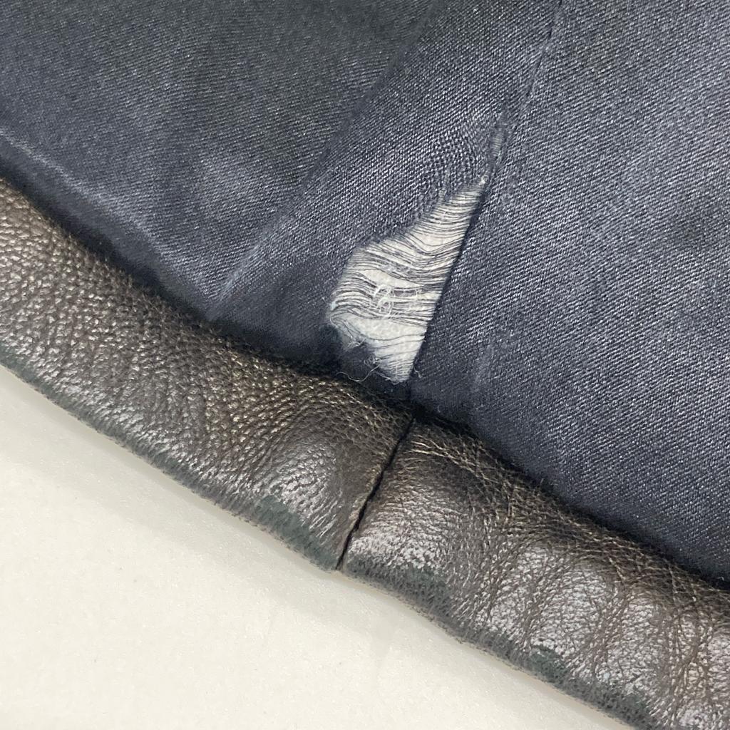 Giorgio Armani Black Navy Tag Leather Collarless Zip Jacket Jacket 40 blackUsed