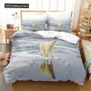 3D Gedrucktes Niedliches Bären-Bettbezug-Set mit Kissenbezug Eisbär Bettwäsche-Sets Bettdeckenbezug Wildtiere Bett-Set Queen-Size