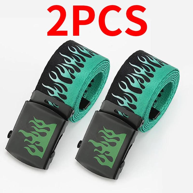Punk Flame Belt - Trendy Hip-hop Street Bad Boy Personality Decoration Durable for Both Men and Women Trendy Eyelet Belt
