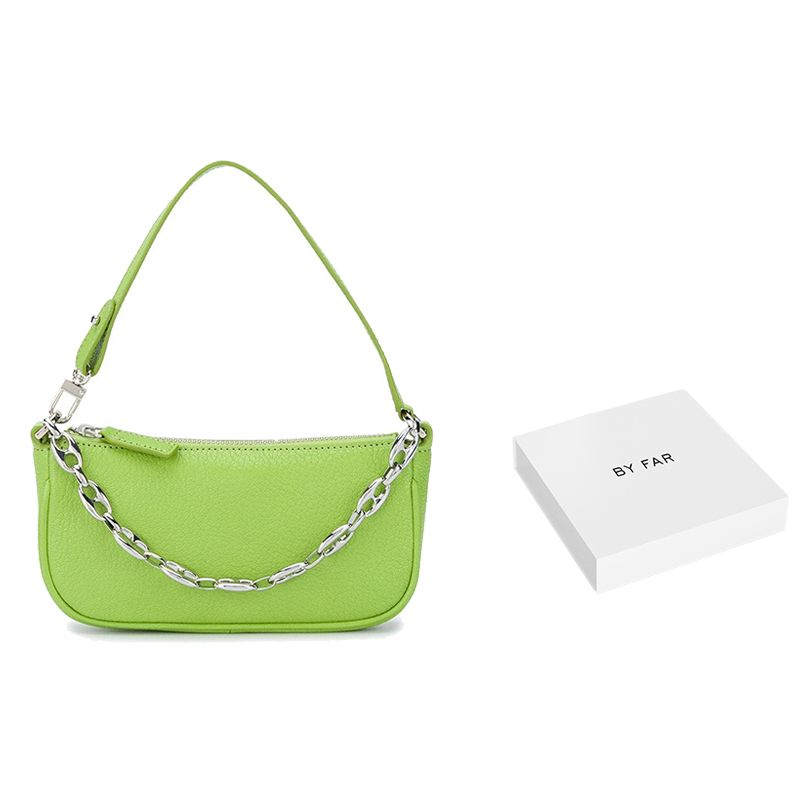 By Far Mini Rachel Vintage Grain Zipper Closure Sheepskin Chain Shoulder Bag Women handbags Pistachio-Green 20FWMIRAPSGRLSMA
