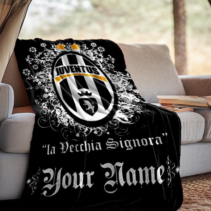 Benutzerdefinierte Decke Juventus FC - Perfekt für Sofa, Bett, Büro und Reisen im Freien - Ideales Geschenk für Weihnachten & Feiertage