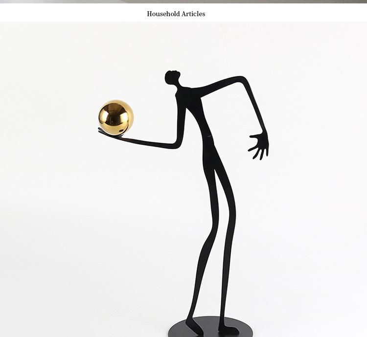 Elegant Ball-Holding Figure Sculpture Decorative Ornament for Room or Hotel