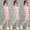 Women's Cotton Hooded Korean Style Slim Fit Summer Dress, Casual Short-Sleeved Mid-Length Skirt