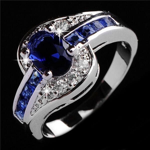 

Обручальное обручальное кольцо Шикарная лента Простая наполненная женщина Подарок Сапфир