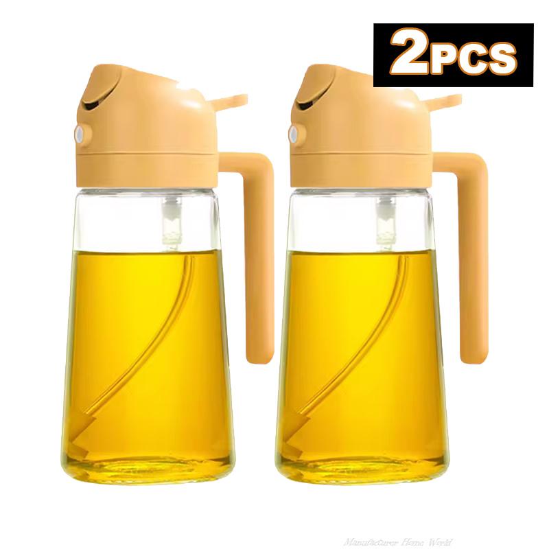 2-In-1 16oz Oil Sprayer for Cooking Olive Oil Spray Bottle 500ml Plastic Oil Dispenser for Kitchen Barbecue Salad Cooking Baking
