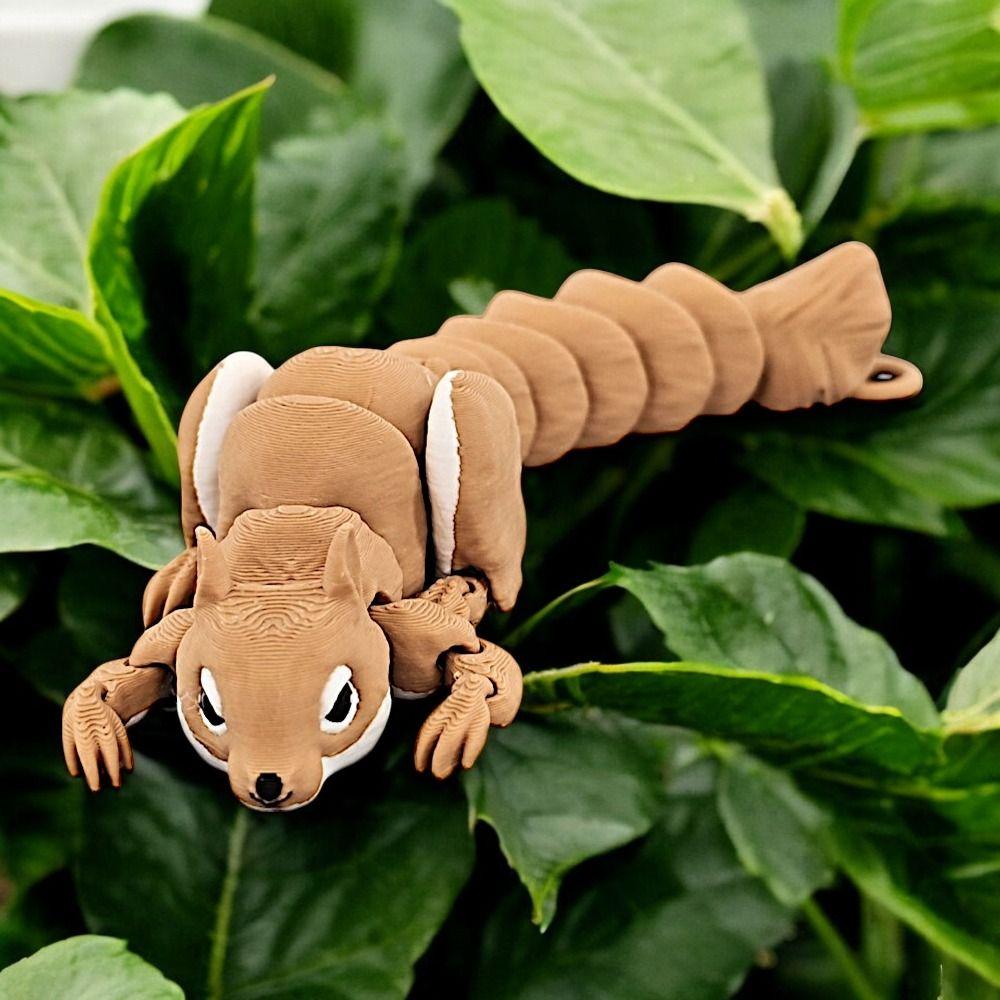 Movable Joints Squirrel Model Toys Cartoon 3D Articulated Squirrel Toys  Birthday Gift