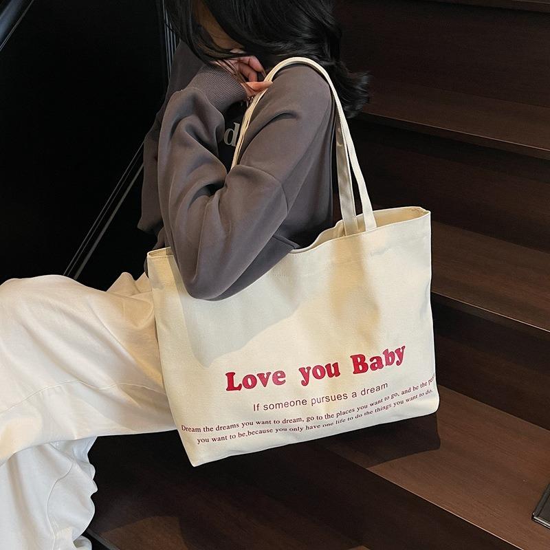 New Student Class Large-capacity Commuting Tote Bag Women's Alphabet Fashion Solid Color Casual Underarm Shoulder Bag
