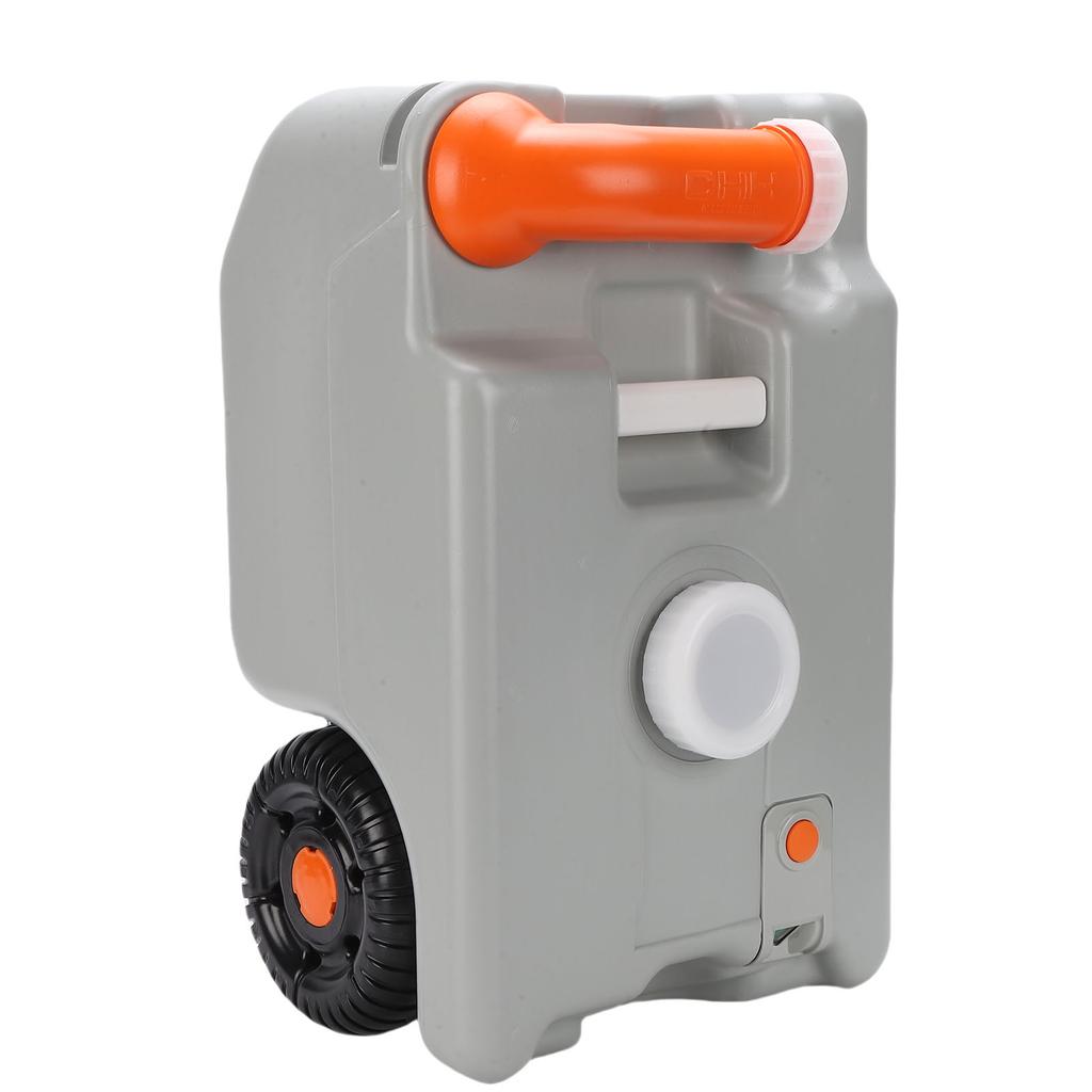 6.6 Gallon Portable Water Holding   with Large Wheel Metal Handle Water Inlet Rotating Spout Water Storage Container for RV Camping