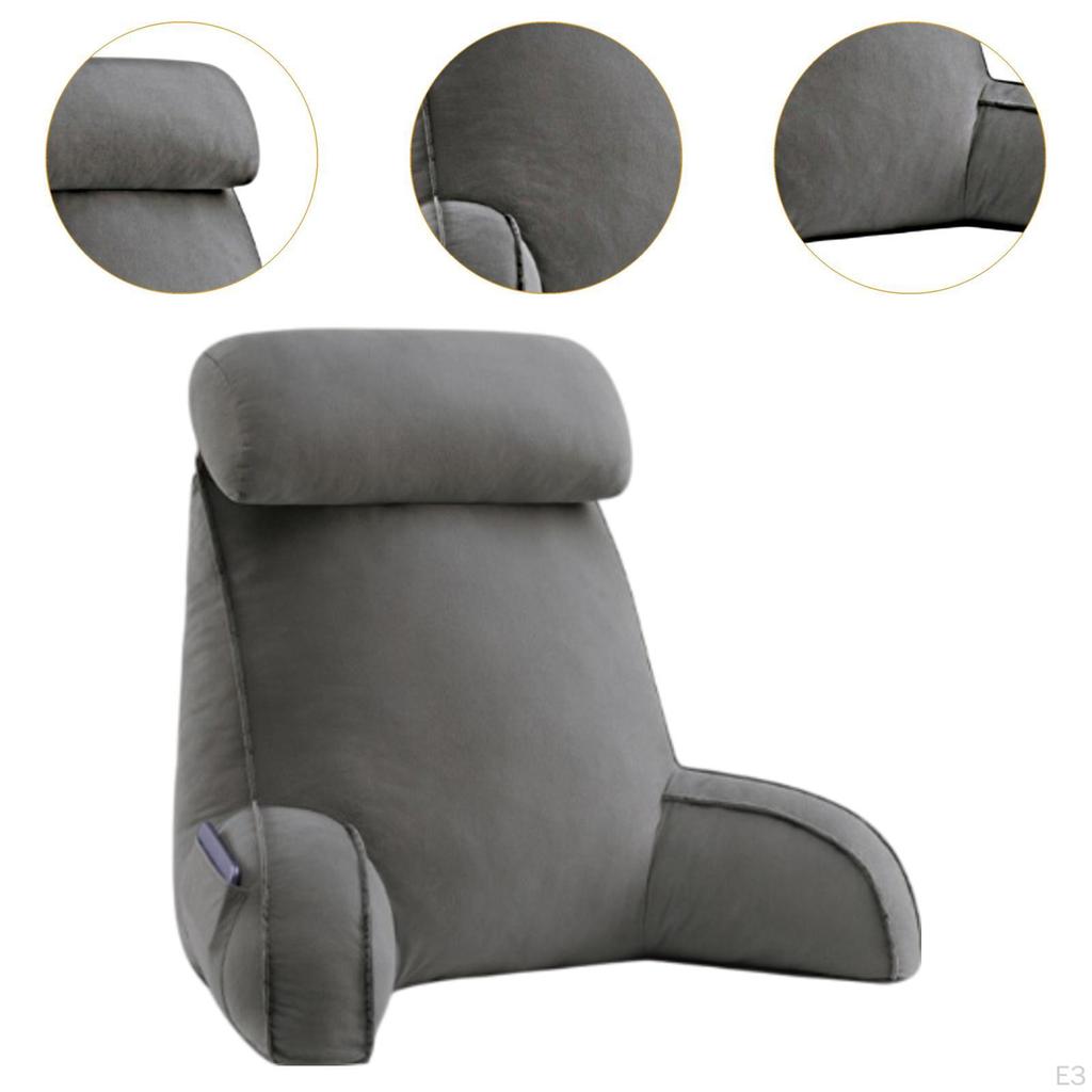 Reading Pillow for Sitting in Bed Breathable Watching TV Resting Light Gray