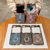 Ring Holder Diamond Case For Samsung Galaxy Z Flip 6 5 4 Zflip 5 Zflip 4 3 Bling Electroplating Cover