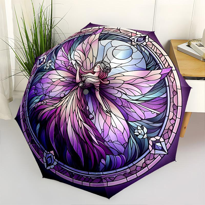 

Fairy,Stained Automatic Folding umbrella Compact 8 rib Design,Unique Style,Suitable for Everyday Outdoor Use,Perfect Gift for Friends