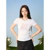 HACR | Harshandcruel Vigorous Flower Embroider Stretch Silm Round Neck Shoulder Short Sleeve T-shirt for Women