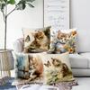4-Pack Cute Cat Print Pillow Covers, Modern Style Decorative Cushion Cases For Home, Bedroom, Living Room, And All Room Types