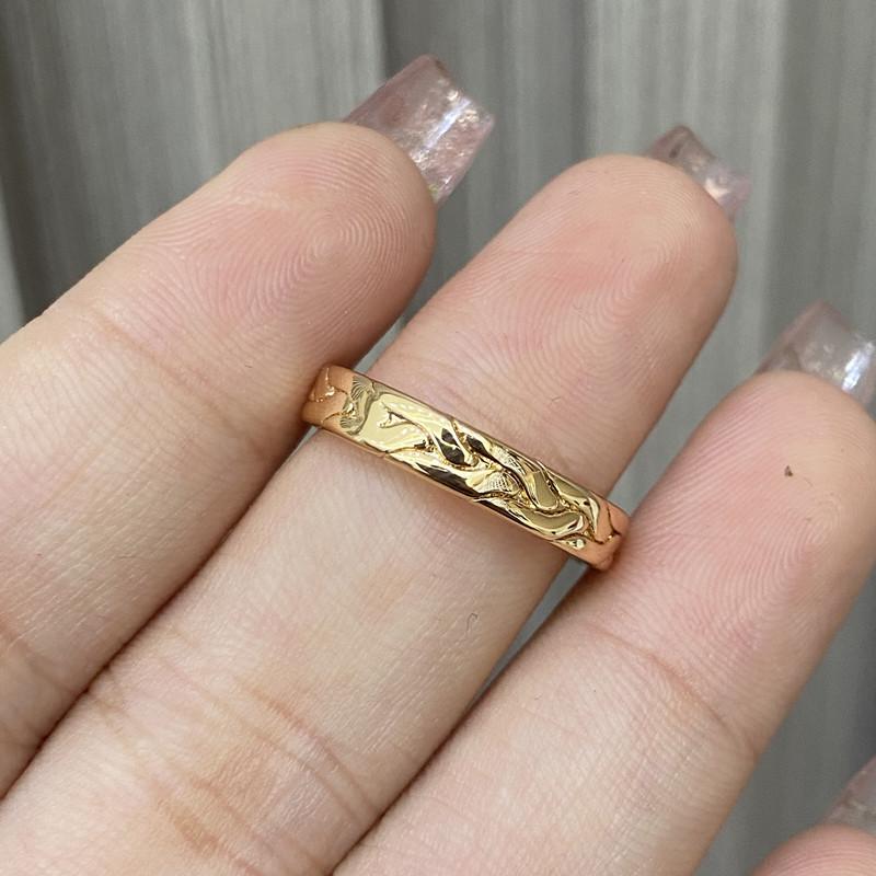 Guochao style plated 18k haute couture dragon scale pattern ancient ring Chinese style ins open ring adjustable opening