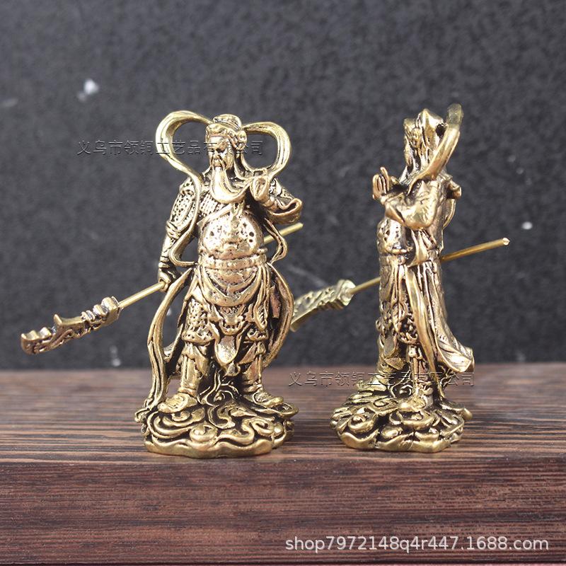 Brass Of War And Guan Gong Potrait God Of Wealth Buddha Statue Ornaments Home Crafts Coppe