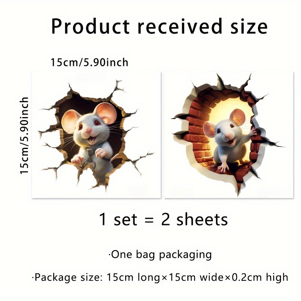 

2pcs Broken Wall Mouse Hole Wall Stickers for Corner Living Room Bedroom Animal Decoration Hole Filling 3D Self-adhesive Sticker (as the picture,15x15CM x2pcs)