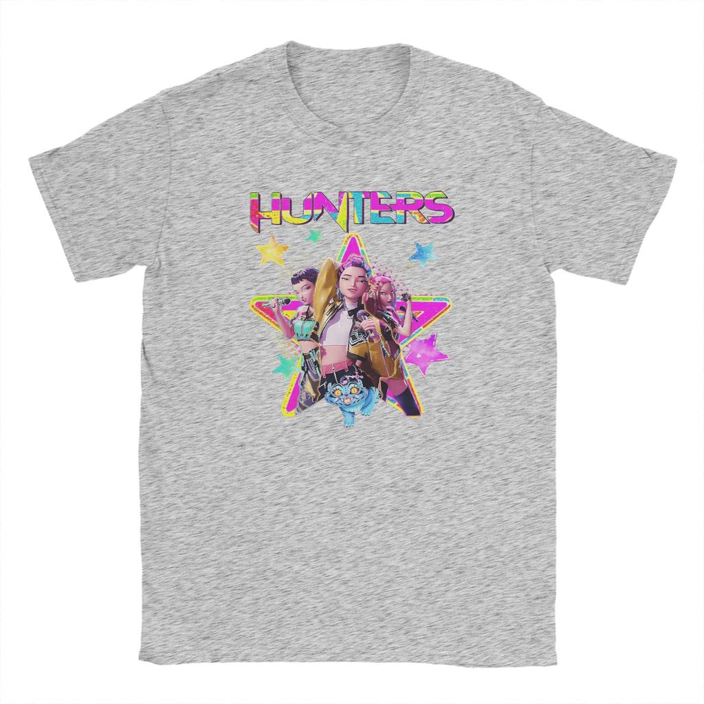 Huntrix Mädchen Kpop Dämonenjäger Baumwoll T-Shirt Für Männer Sommer Vintage T-Shirts O-Ausschnitt Hip Hop Tees Übergröße Druck Kleidung