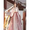 Chinese Wei And Jin Dynasties Style Hanfu Printed Collar Blouse And Waist-length Skirt Women's Suit