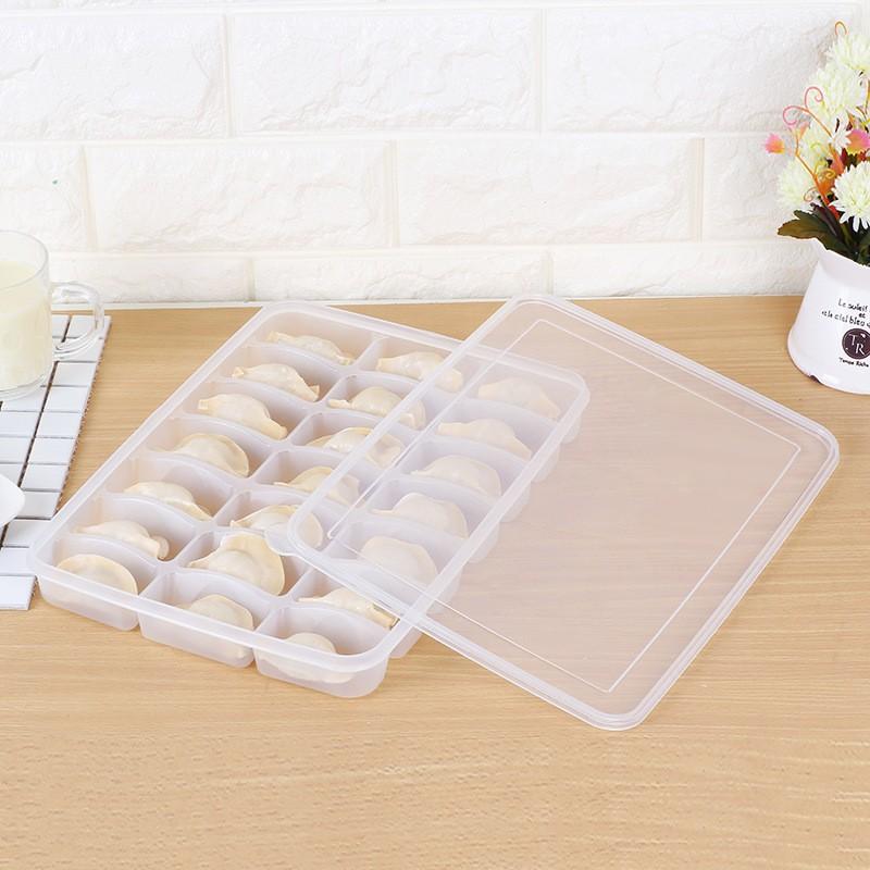 15/21 Grid Kitchen Storage Box Refrigerator Organizer Transparent Reusable Food Containers Tray For Dumpling Wonton