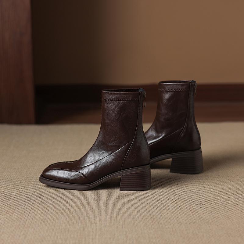 Krazing Pot Microfiber Winter Square Toe Modern Size 33 Boots Size 43 Zipper Fashion Ankle Boots