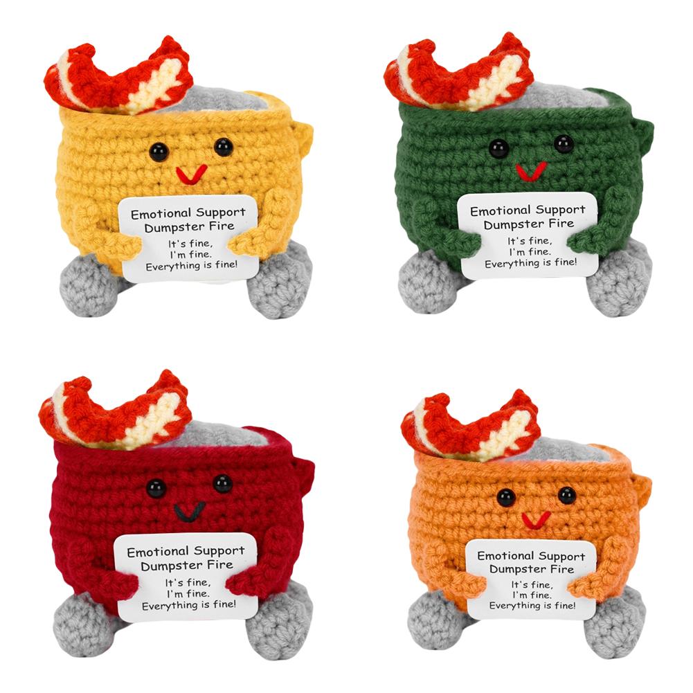 Häkeln Müllcontainer Feuer Niedlich Humorvoll Emotionale Unterstützung Dekoration Geschenk für Zuhause und Büro Fröhliches Accessoire