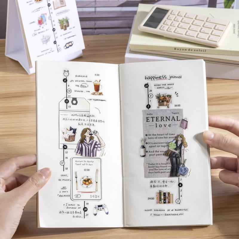 1roll Tape Life Time Series Exquisite PET Tape Decoration Notebook Photo Frame Phone Case Water Cup Stationery Box DIY Stickers