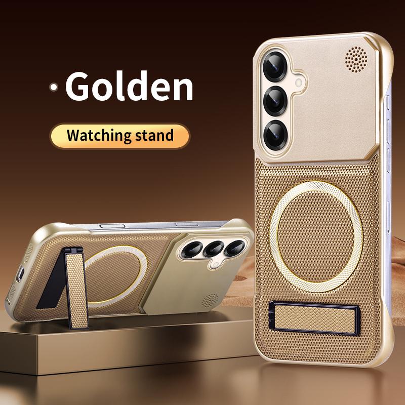 KEYSION Luxury Magnetic PU Leather Aromatherapy Phone Case for Samsung Galaxy S22 S23 Ultra Kickstand Borderless Back Cover