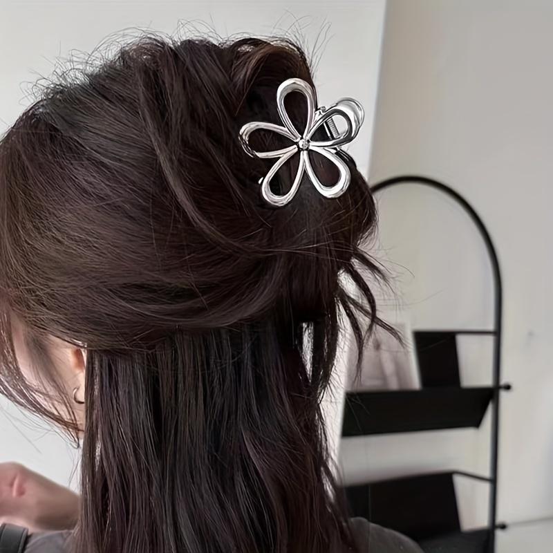 

1 шт. Металлическая заколка для волос в виде цветка для женщин, сильная фиксация, средний размер, подходит для тонких волос, классический модный стиль