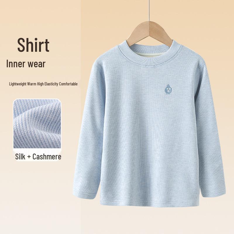 Boys' and Girls' Long-Sleeve Warm Base Layer T-Shirt for Autumn and Winter - Available for Middle and Big Kids.