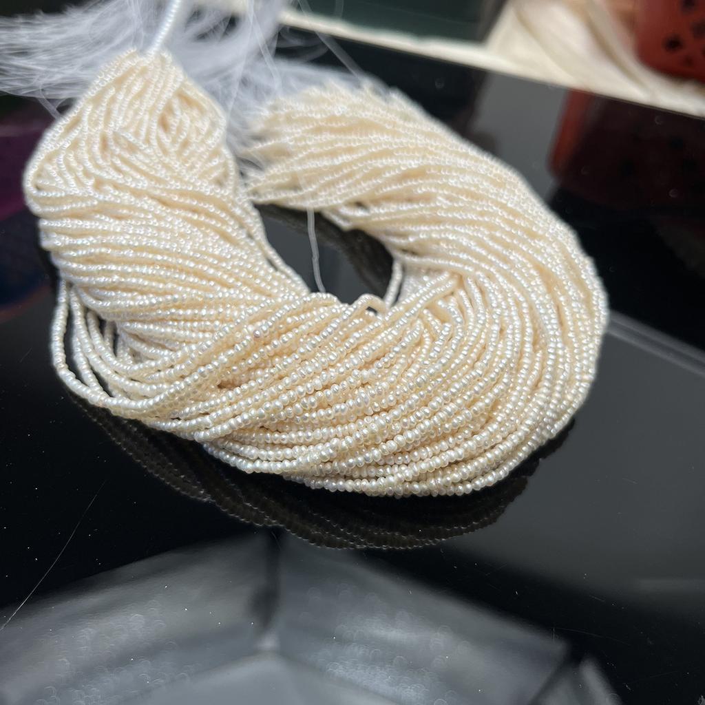 1String, White Natural Freshwater Pearls, Handmade Flat Pearl Beads for Jewelry Making DIY Crafts (Beads 1.8-2mm, Length 36cm)