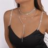 Boho Back Chain Gold Rhinestone Necklace Elegant Multi-Layer Necklace  Girls