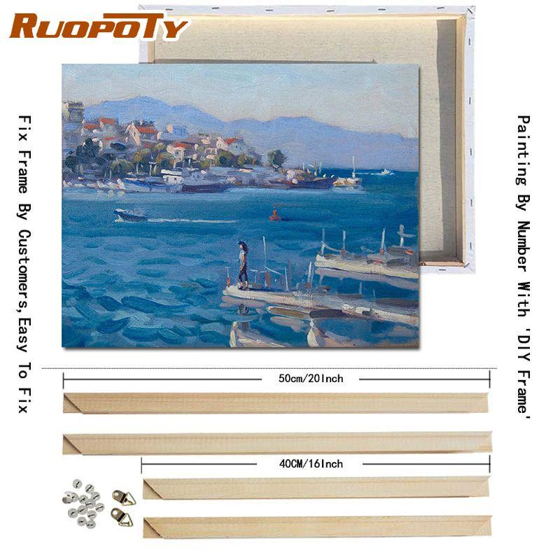 RUOPOTY Diy Painting By Numbers Landscape Modern Wall Art Picture Hand Painted Oil Painting For Wall Decoration 40x50cm With DIY Frame