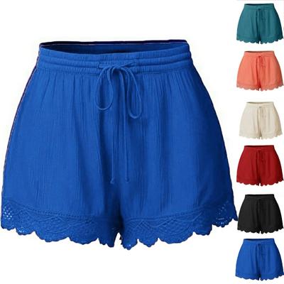 Lässige Damen-Shorts mit Spitze, große Größe, Kordelzug, lockere Shorts, Hosen