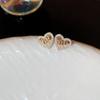 Huitan Exquisite Love Stud Earrings for Women  Temperament Ear Piercing Heart Earrings Wedding Party Statement Jewelry Gift