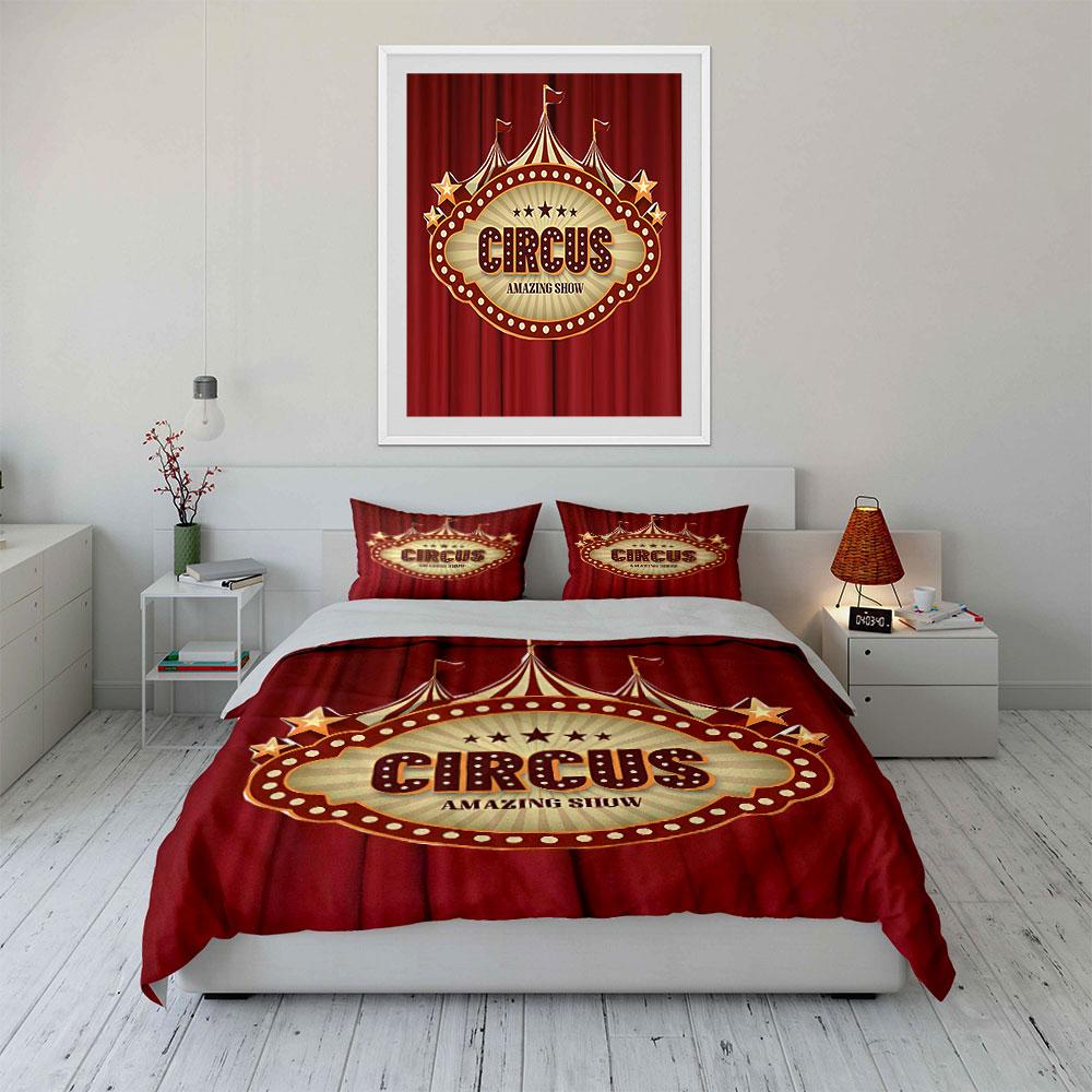 Circus Amazing Show Set Bedding Duvet Cover Set Duvet Cover Pillowcases (1*Duvet Cover 2*Pillowcases, without duvet insert)