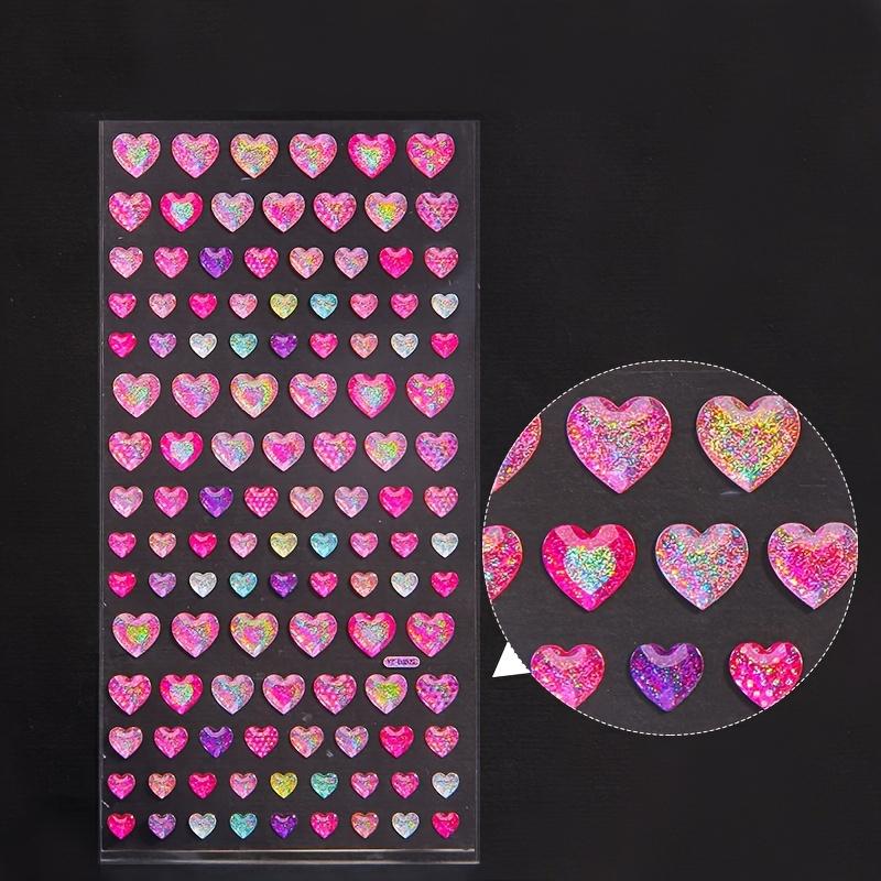 Colorful Glitter Heart Stars Crystal Drop 3D Stickers Scrapbooking DIY Journal Stationery Sticker Sheet Decor Gift