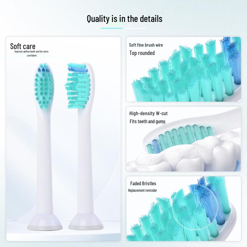 Soft Bristle Sonic Electric Toothbrush Heads, 10-Pack