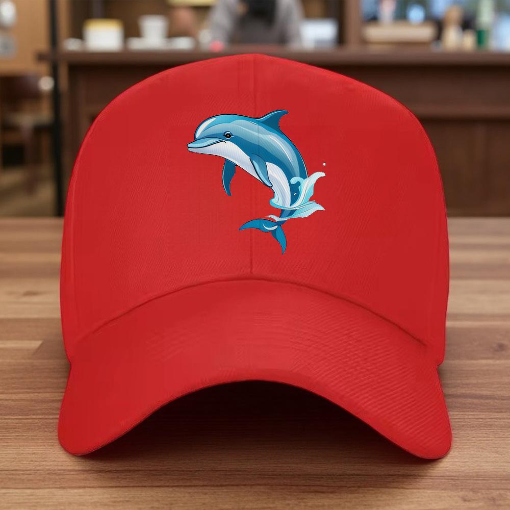 Dolphin Leaping Graphic Baseball Cap Adjustable Cotton Casual Sun Hat for Adults Unisex