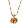 Vintage Stainless Steel Sunflower Pendant Necklace for Women Delicate 18K Gold Plated Zircon Flower Charm Necklaces Boho Jewelry