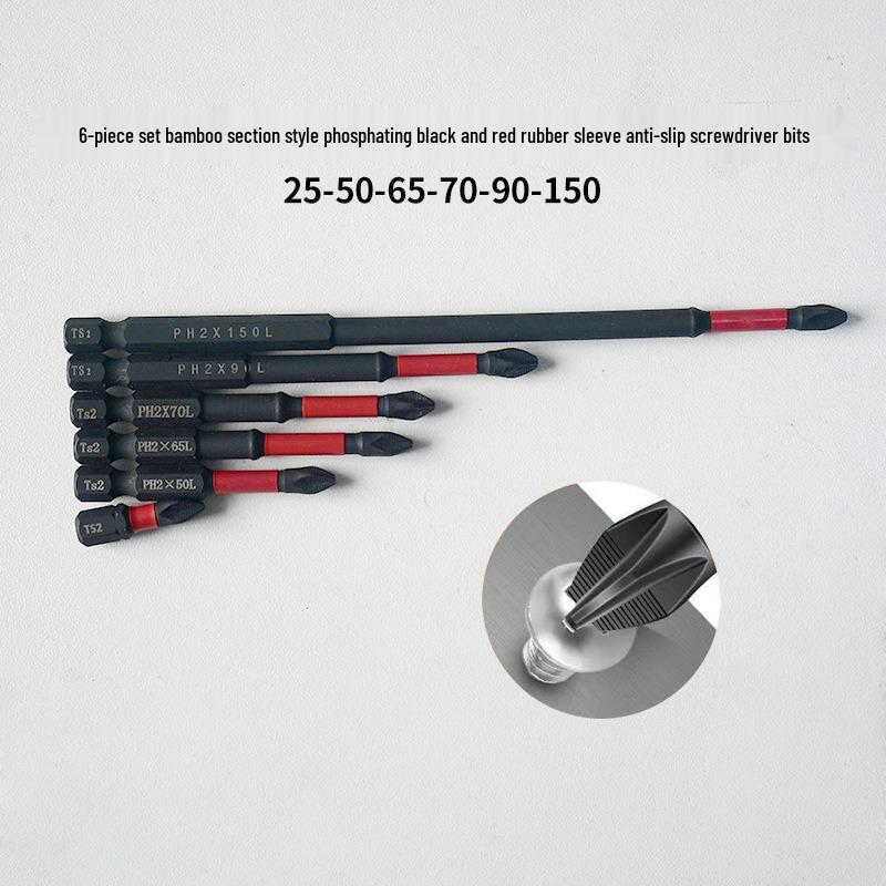 Shock-resistant Magnetic Phillips Screwdriver Bits with Anti-slip Teeth
